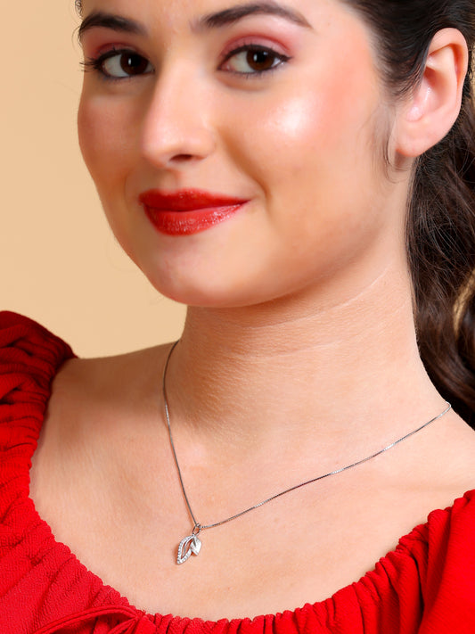 Twin Leaf Crystal Pendant Necklace
