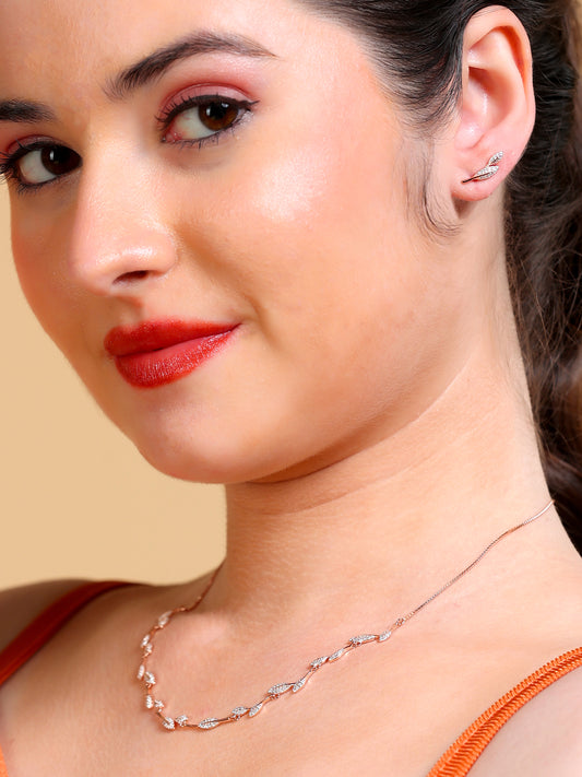 PavŽ Leaf Vine Necklace & Stud Set