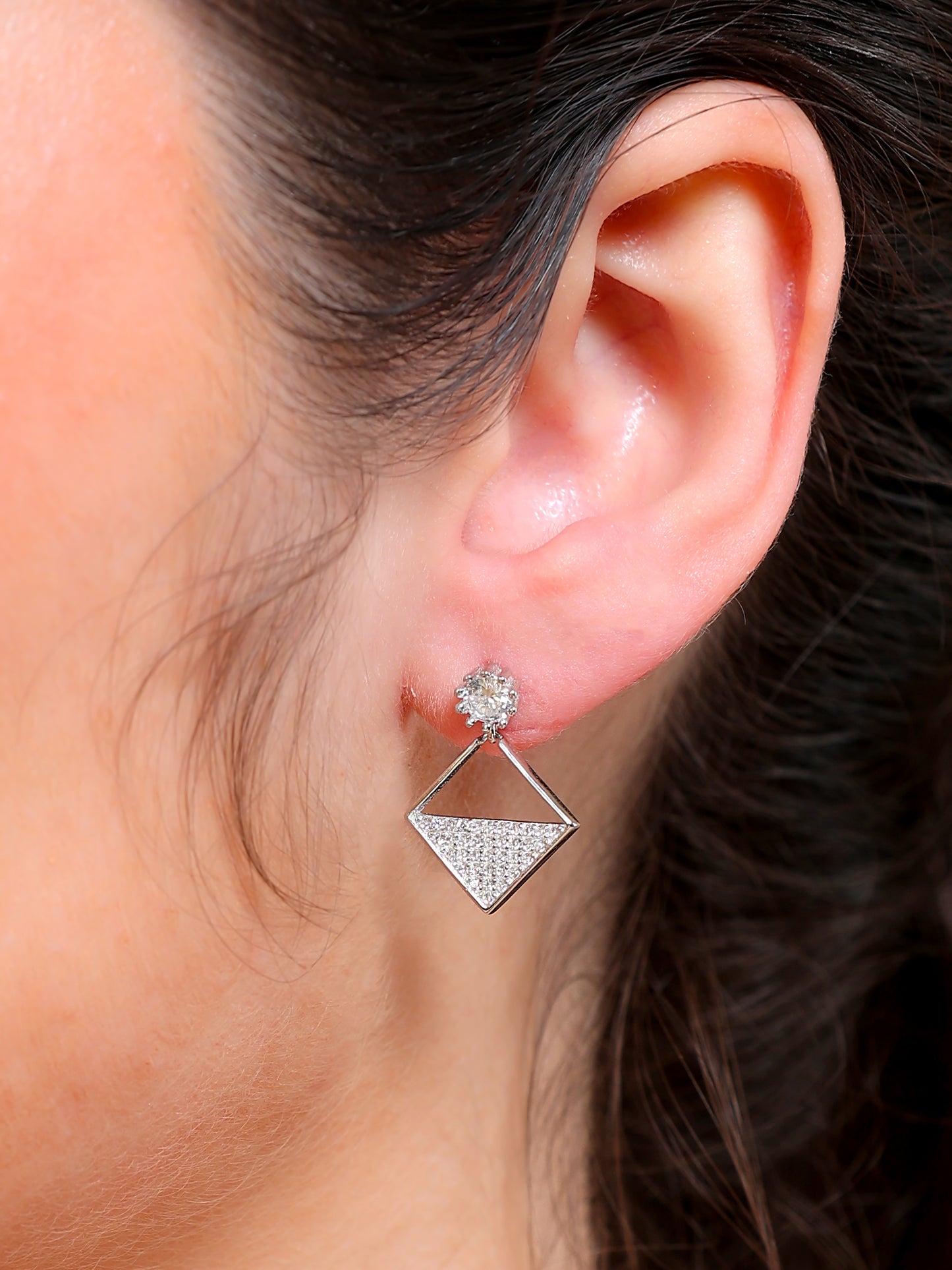 PavŽ Diamond-Shape Drop Earrings