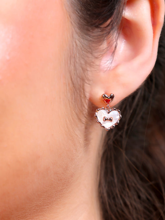 Rose Gold Heart Drop Earrings