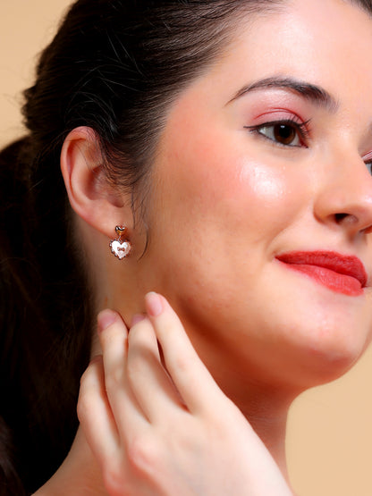 Rose Gold Heart Drop Earrings
