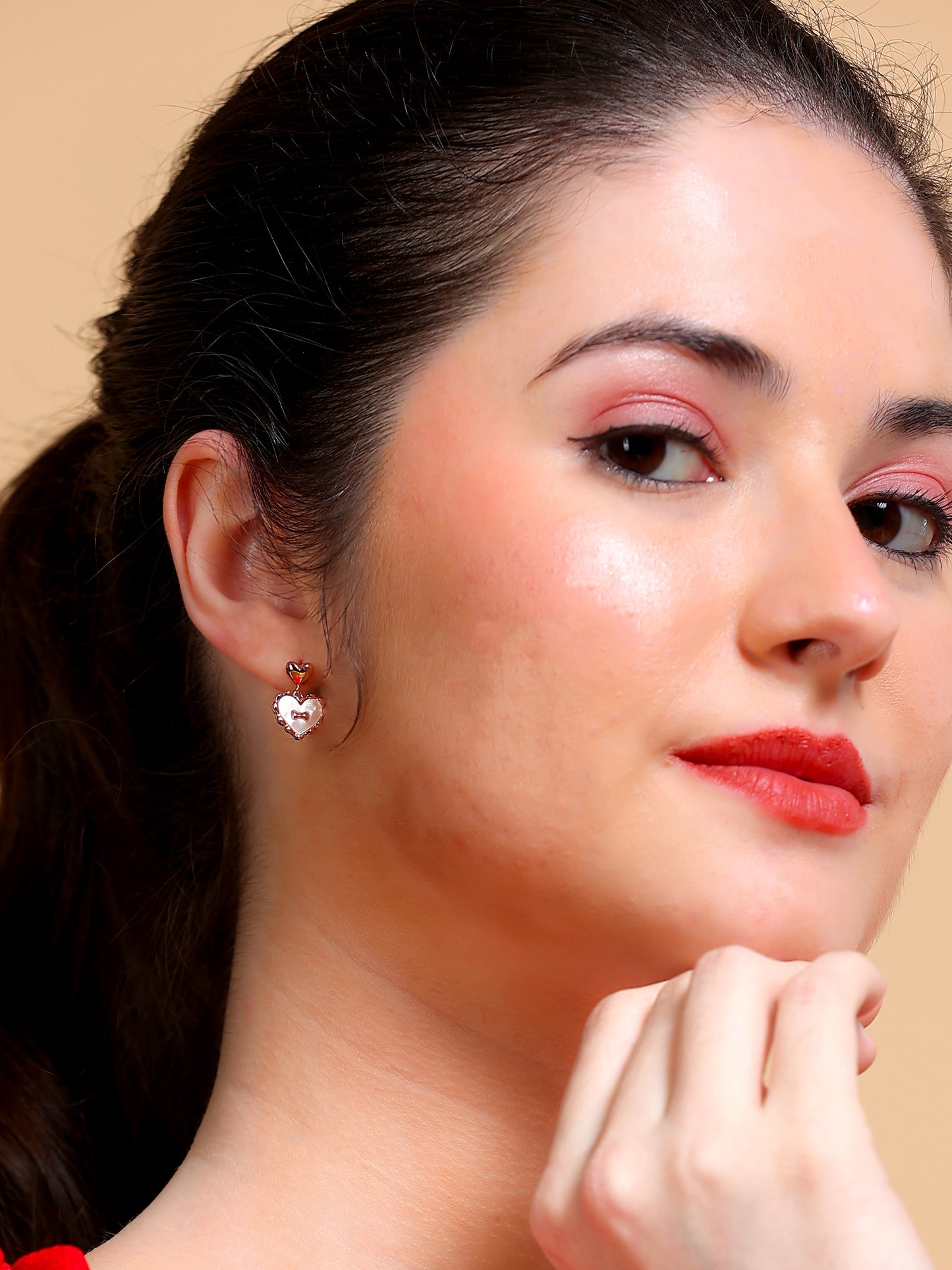 Rose Gold Heart Drop Earrings