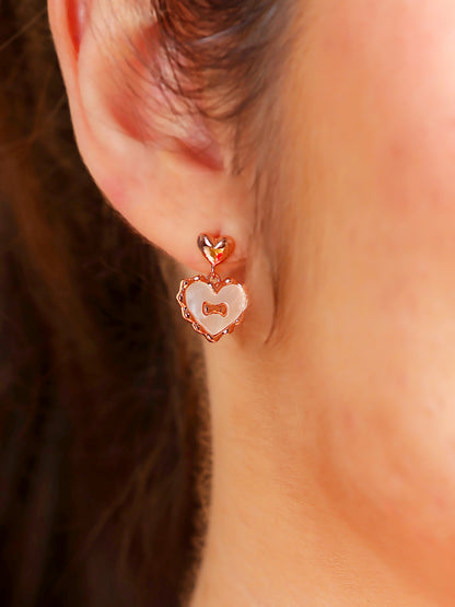 Rose Gold Heart Drop Earrings