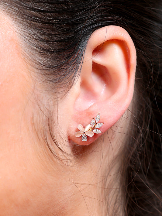 Cat's Eye Flower Stud Earrings