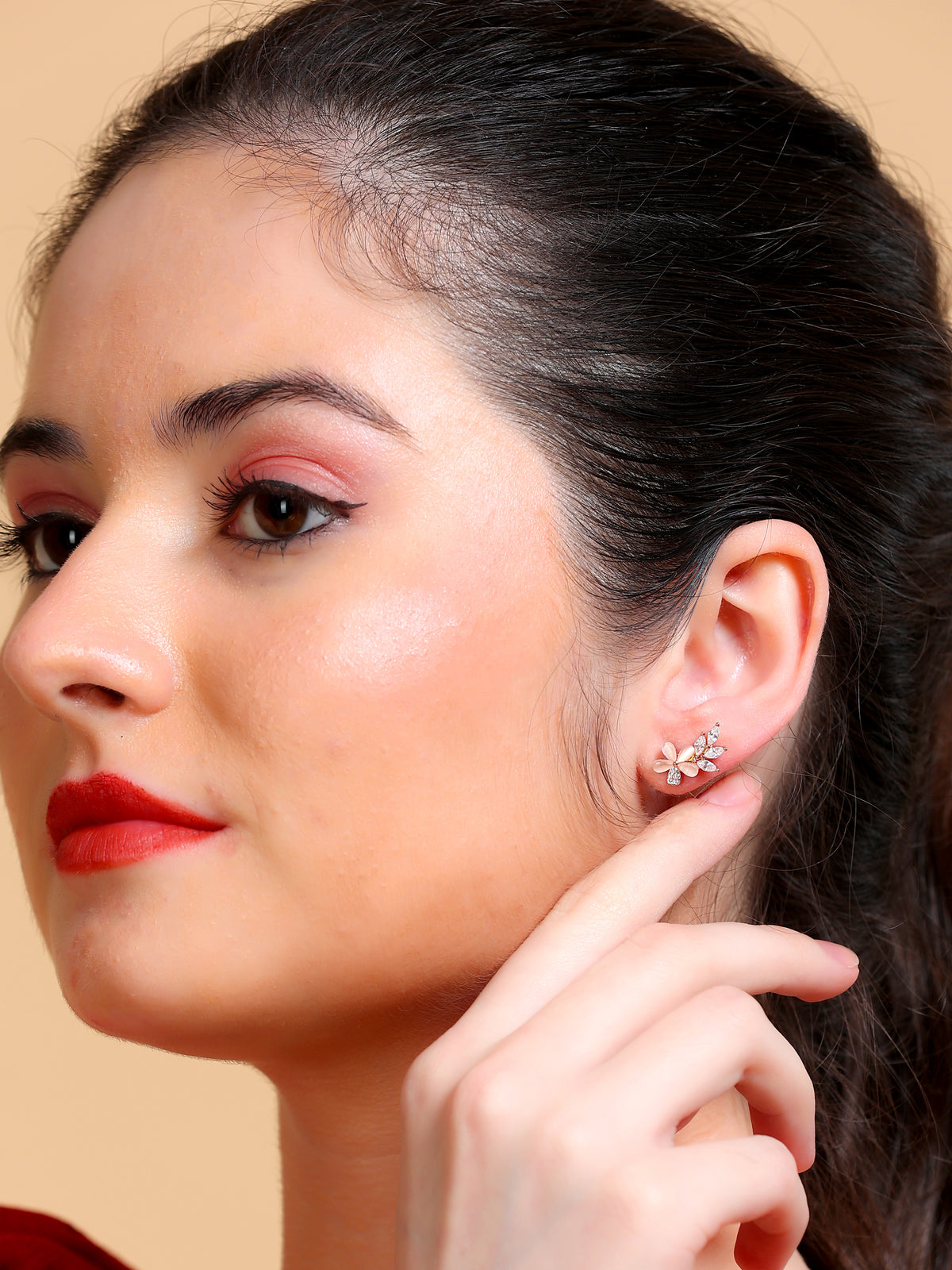 Cat's Eye Flower Stud Earrings
