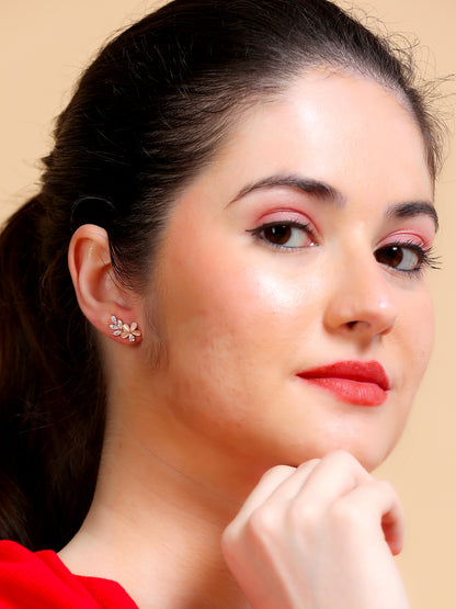 Cat's Eye Flower Stud Earrings