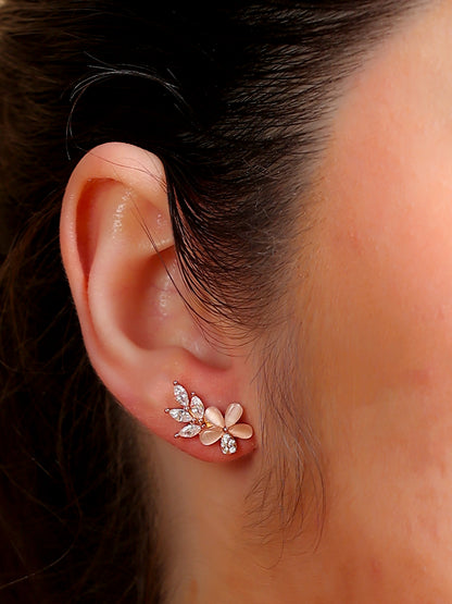 Cat's Eye Flower Stud Earrings