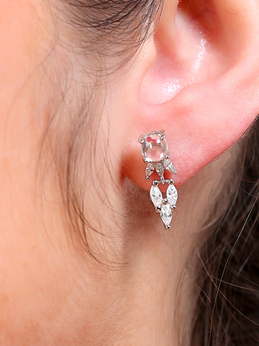 Moonstone Marquise Drop Stud Earrings