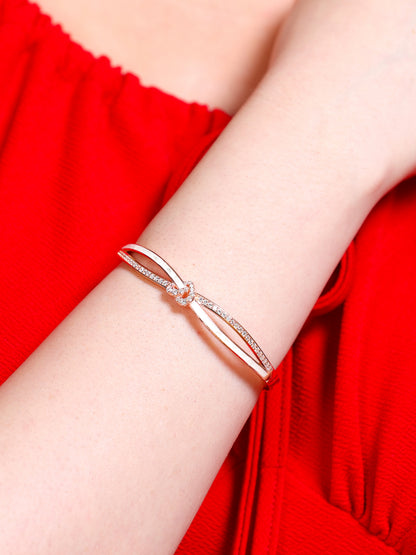 Rose Gold Mother of Pearl Knot Bangle Bracelet