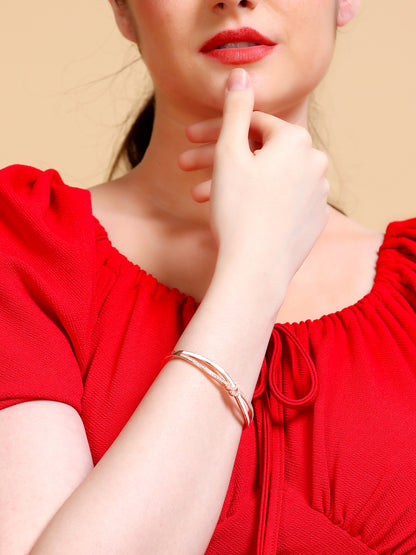 Rose Gold Mother of Pearl Knot Bangle Bracelet