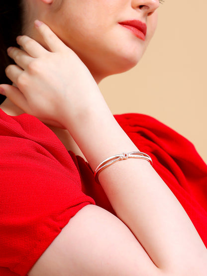 Rose Gold Mother of Pearl Knot Bangle Bracelet