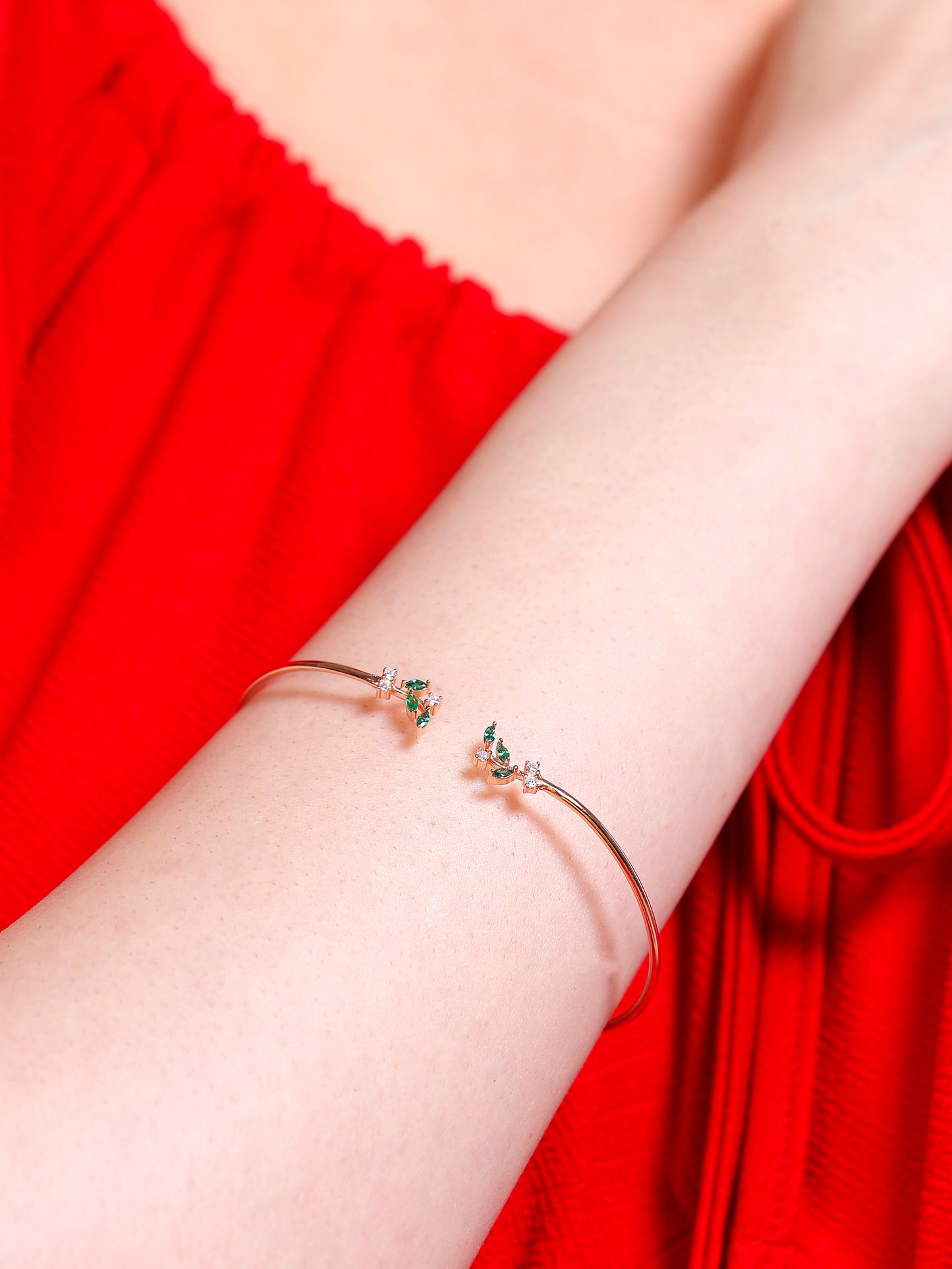 Emerald Vine Open Cuff Bracelet