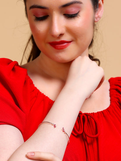 Ruby Marquise Cluster Open Cuff Bracelet