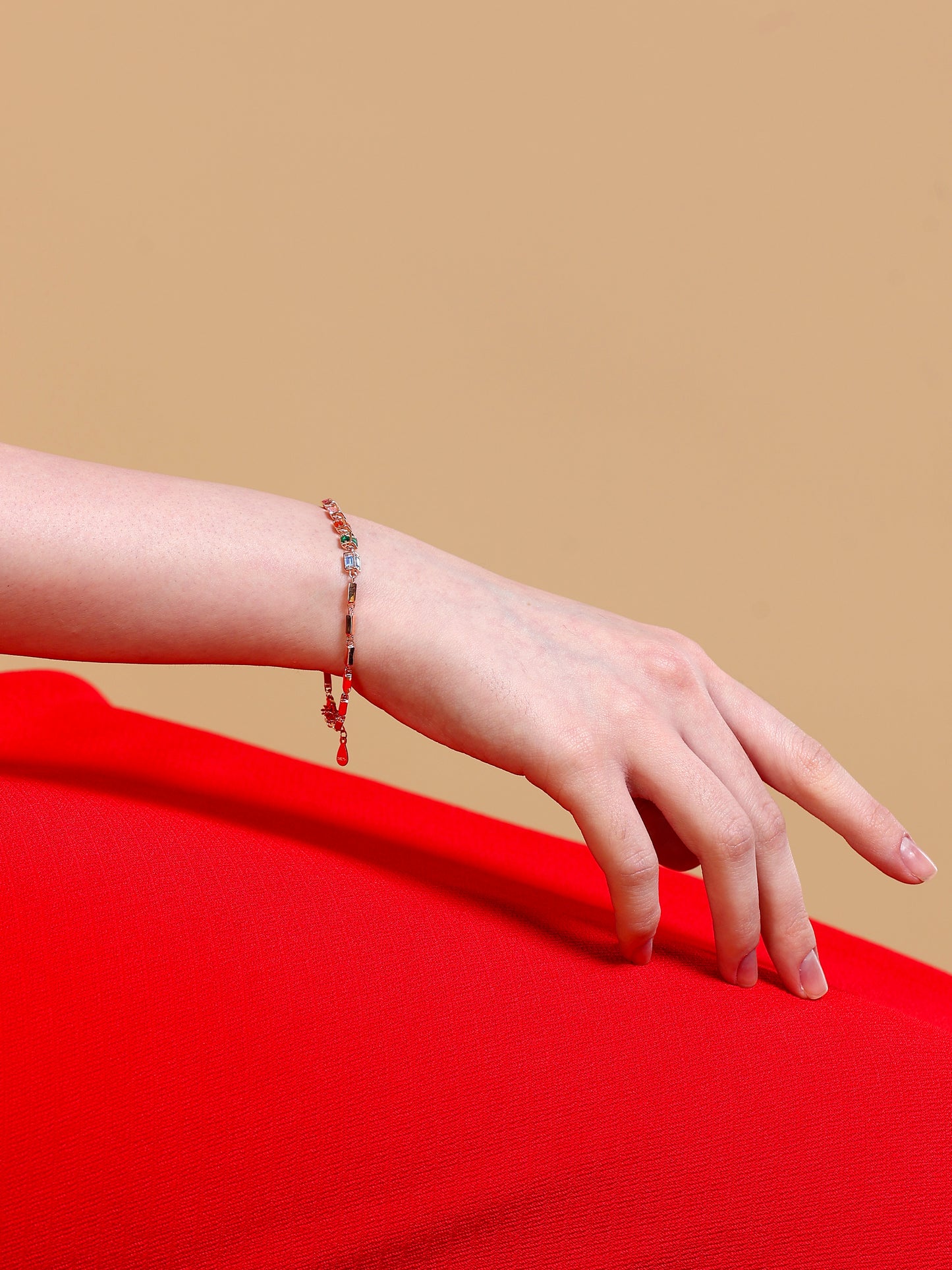 Rainbow Baguette Crystal Link Bracelet