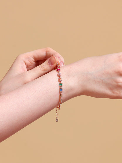 Rainbow Baguette Crystal Link Bracelet