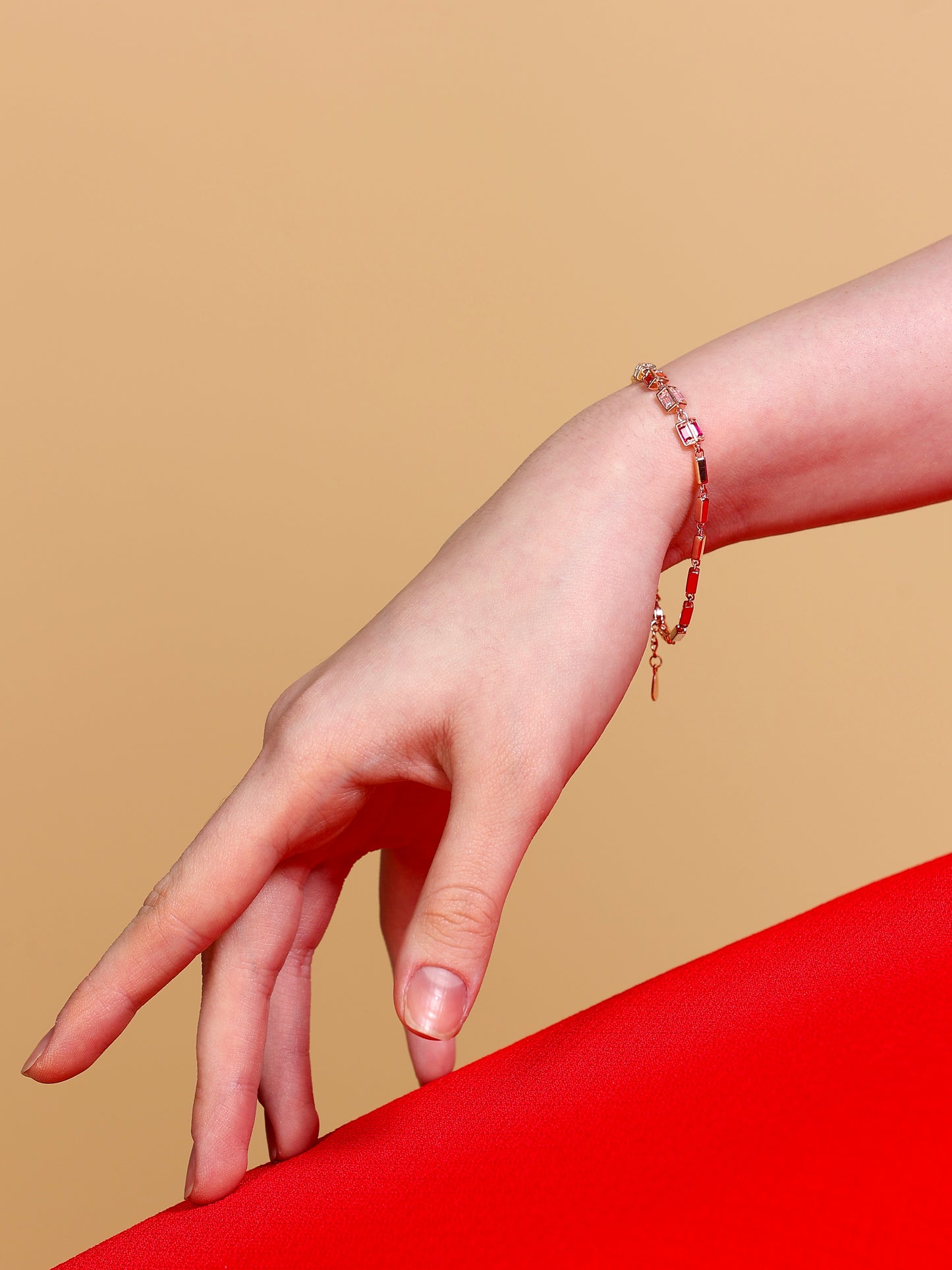 Rainbow Baguette Crystal Link Bracelet