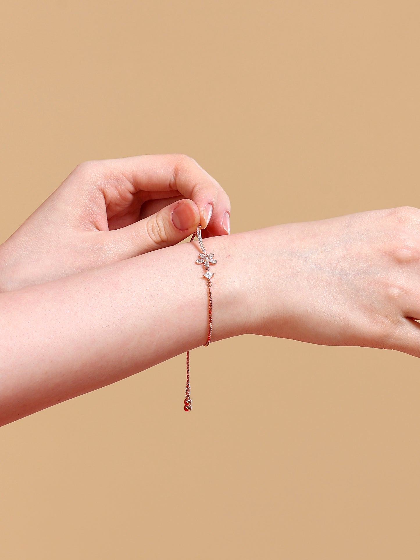 Crystal Flower Adjustable Slider Bracelet