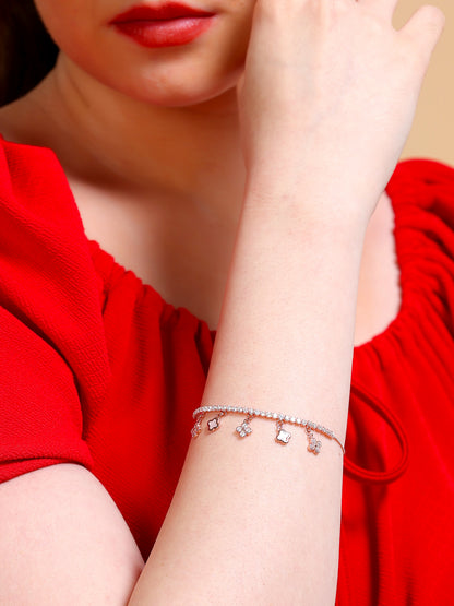 Clover Charm Crystal Tennis Bracelet