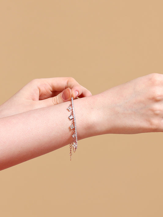 Clover Charm Crystal Tennis Bracelet