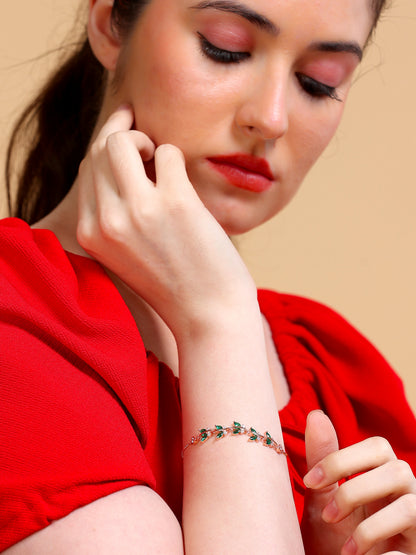 Emerald Vine Leaf Chain Bracelet