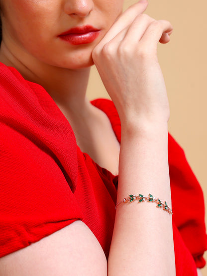 Emerald Vine Leaf Chain Bracelet