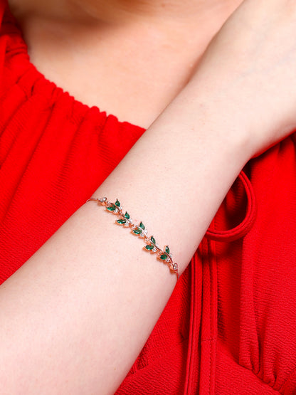 Emerald Vine Leaf Chain Bracelet