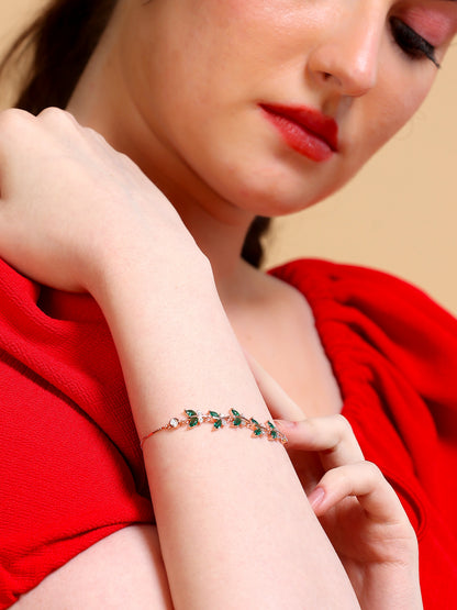 Emerald Vine Leaf Chain Bracelet