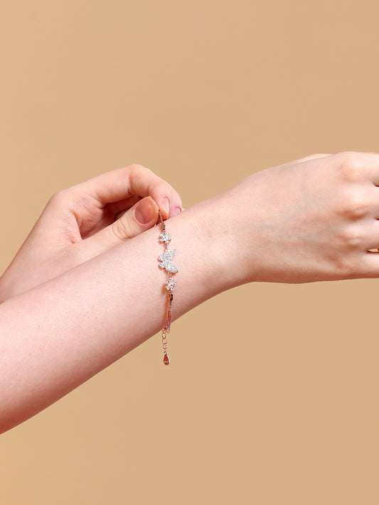 Crystal Butterfly Flower Chain Bracelet