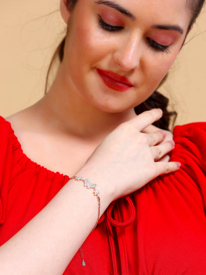 Crystal Butterfly Flower Chain Bracelet