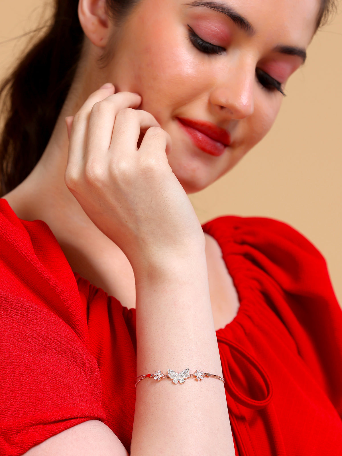 Crystal Butterfly Flower Chain Bracelet