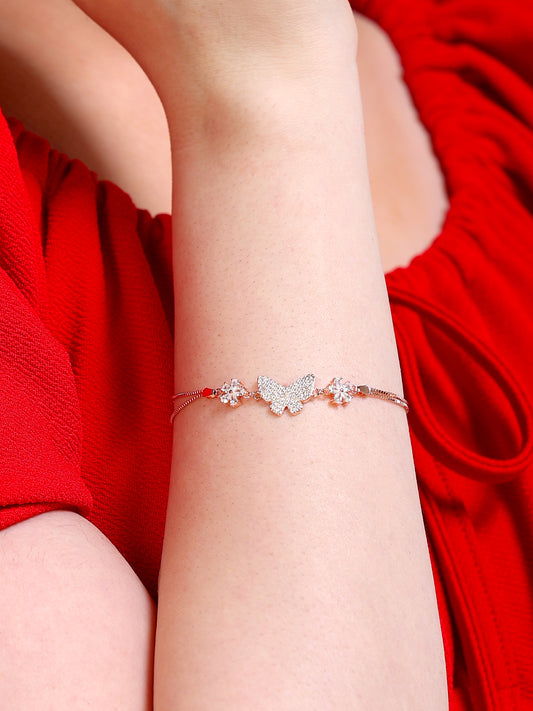 Crystal Butterfly Flower Chain Bracelet