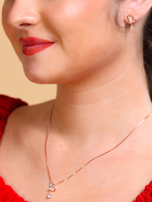 Mother of Pearl Heart Drop Necklace Set