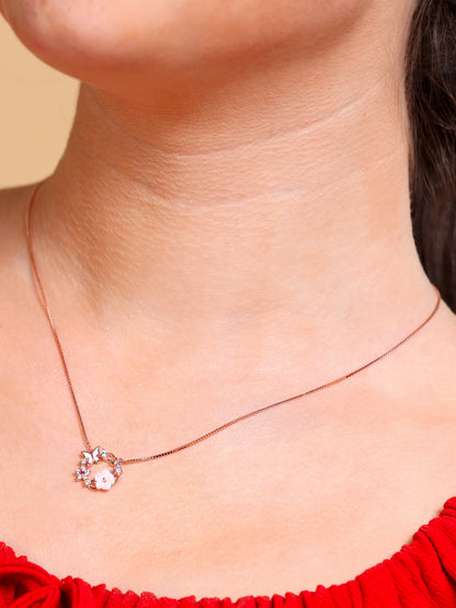 Floral Butterfly Wreath Pendant Necklace
