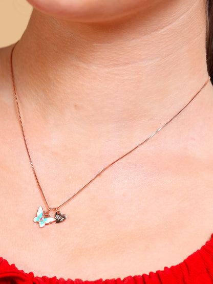 Enamel Butterfly ÒBFFÓ Charm Necklace