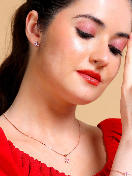 Pink Crystal Cluster Jewelry Set