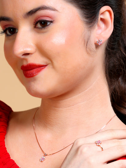 Pink Crystal Cluster Jewelry Set