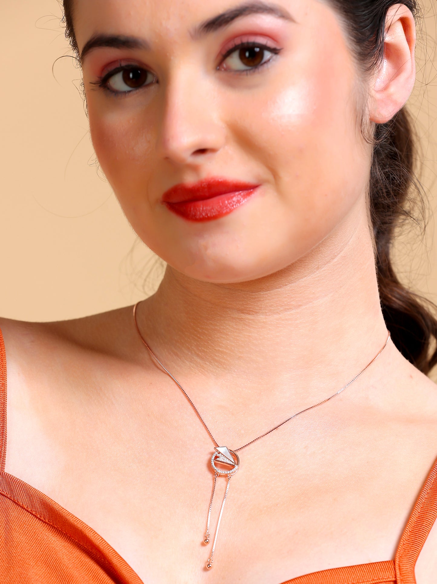 Mother of Pearl Geometric Lariat Necklace