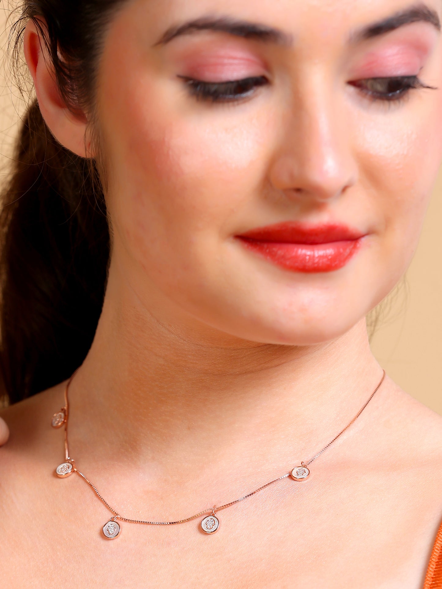 Hamsa Coin Charm Necklace