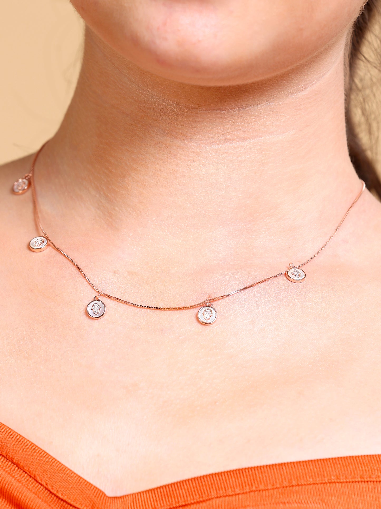 Hamsa Coin Charm Necklace