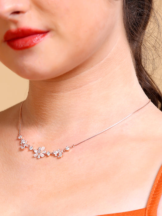 Cat's Eye Floral Cluster Necklace