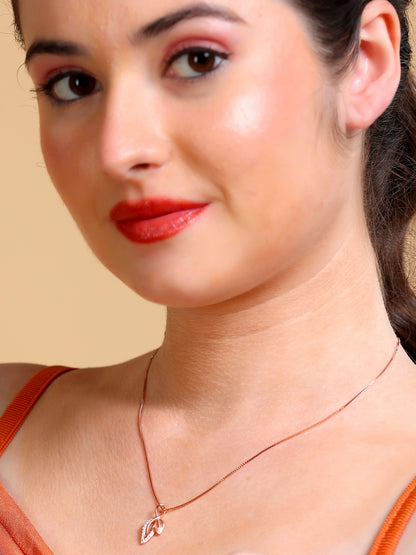 Twin Leaf Crystal Pendant Necklace