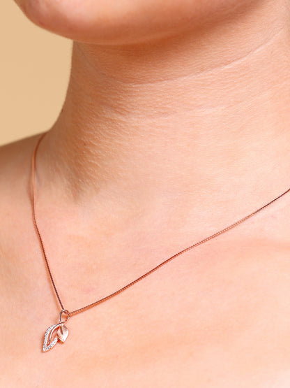 Twin Leaf Crystal Pendant Necklace