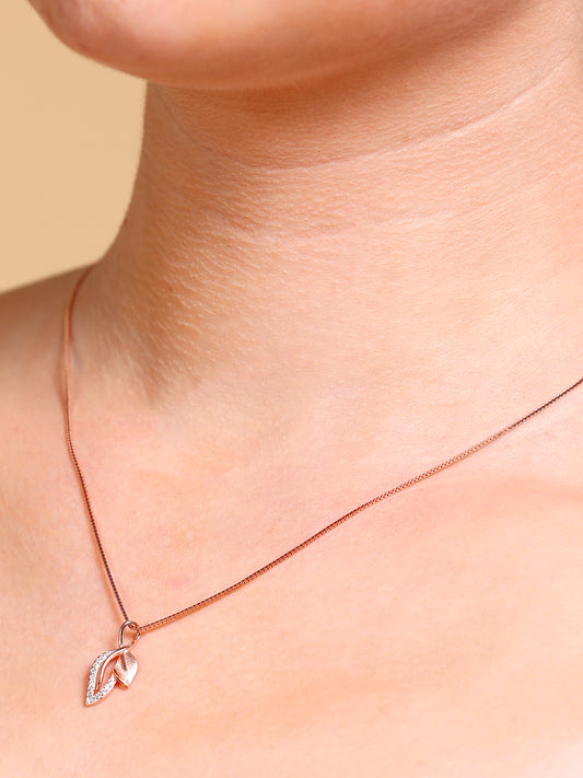 Twin Leaf Crystal Pendant Necklace
