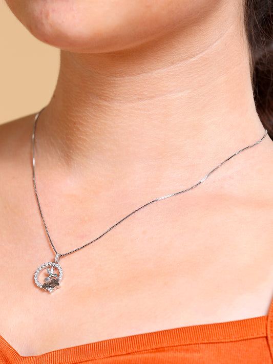 Hummingbird Clover Circle Pendant Necklace