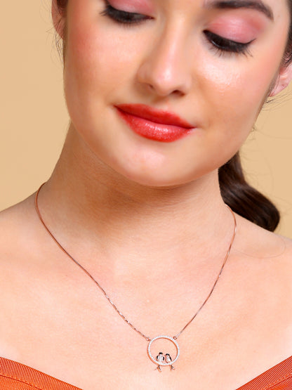 Lovebirds Circle Pendant Necklace