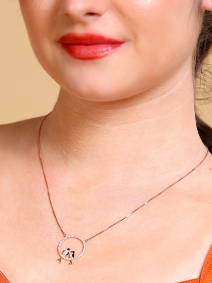 Lovebirds Circle Pendant Necklace