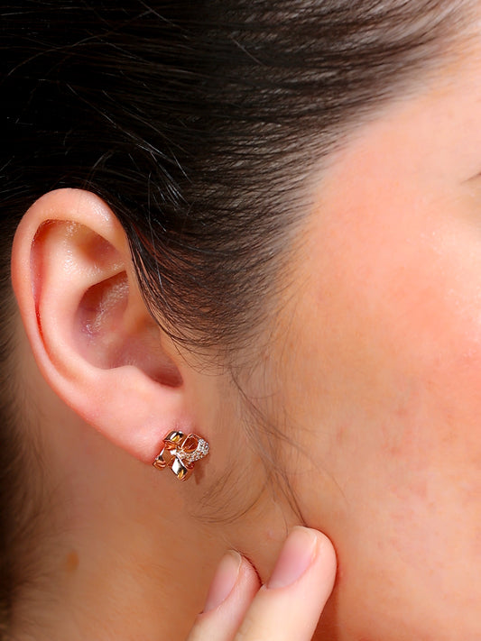 Crystal Bow Cross Stud Earrings