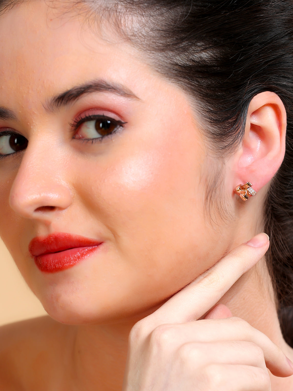 Crystal Bow Cross Stud Earrings