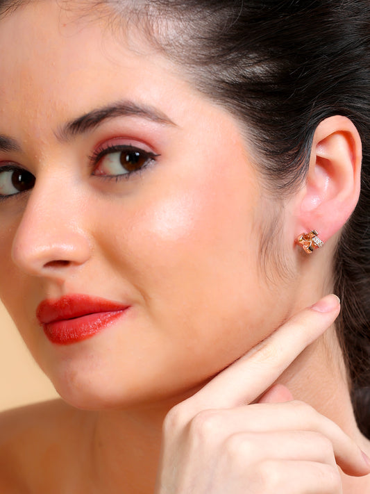 Crystal Bow Cross Stud Earrings