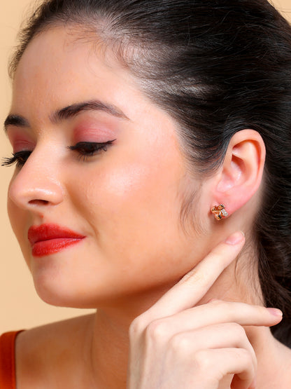 Crystal Bow Cross Stud Earrings